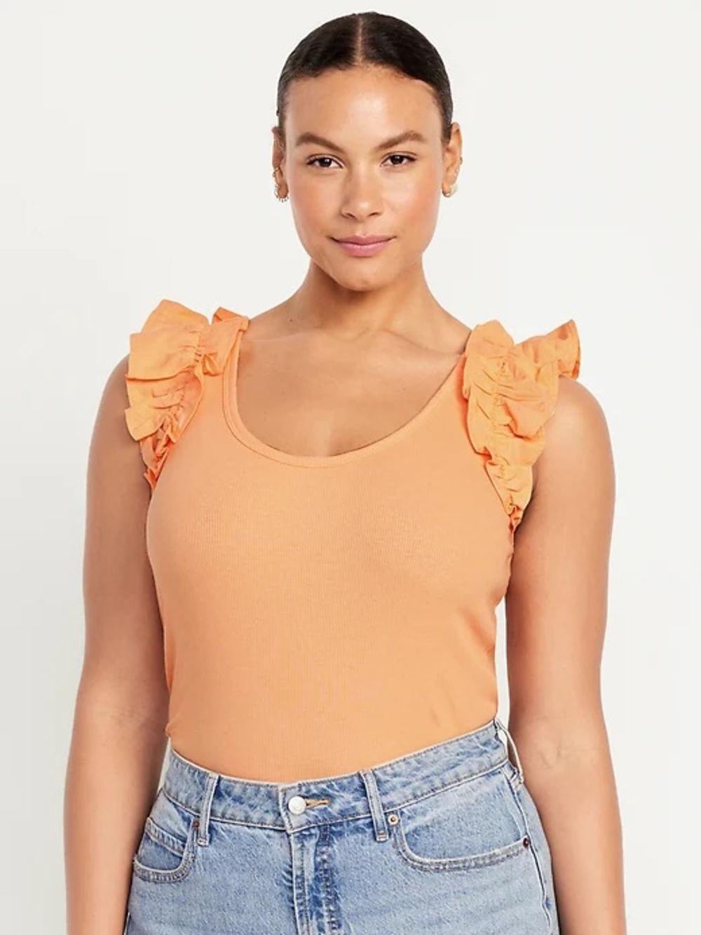 Old Navy Ruffle trim orange tank top